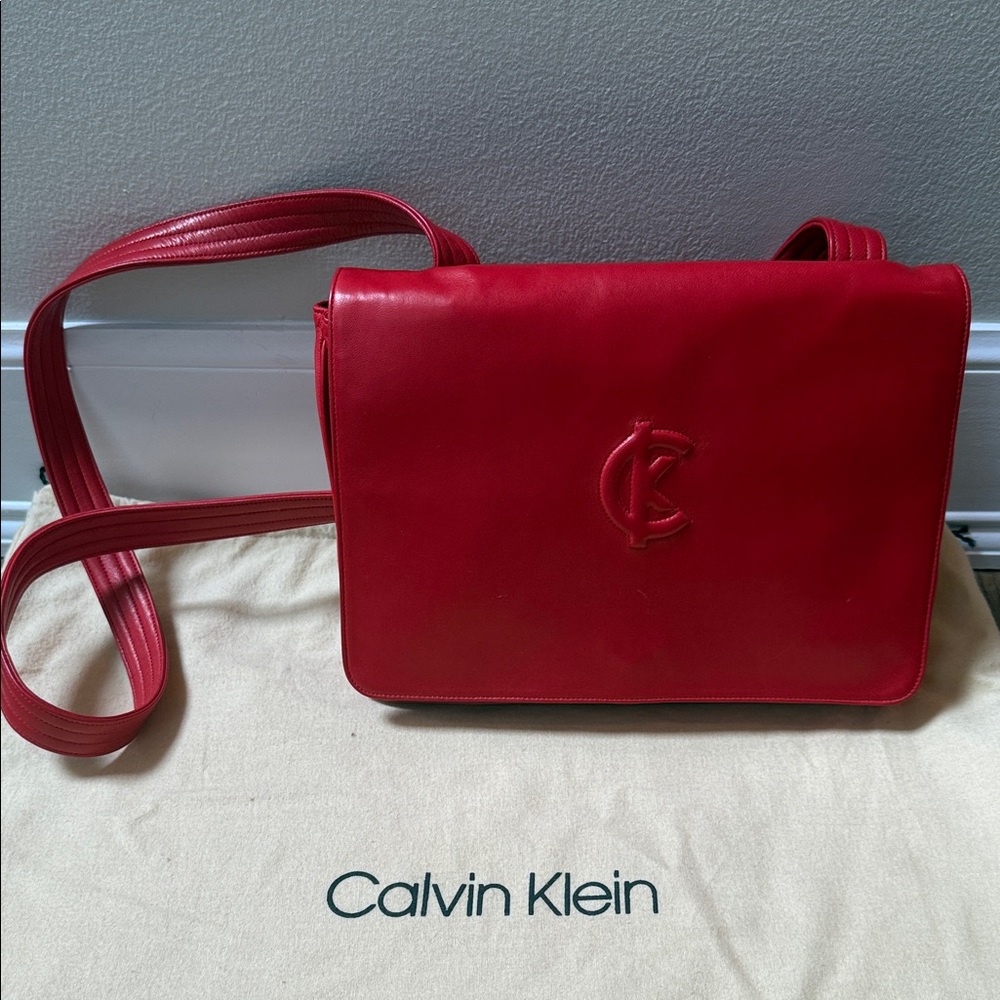 Calvin Klein Couture Leather Messenger Bag